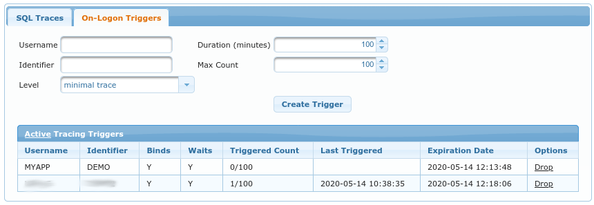 SQL Trace Triggers